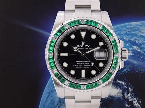 rolex submariner diamond emerald|rolex submariner with diamond bezel.